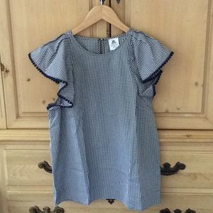 NWT J. Crew Ruffle Short Sleeve Gingham Blouse - S